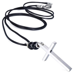GUNGNEER Cross Pendant Leather Necklace Christ God Chain Jewelry Accessory For Men Women