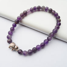 Load image into Gallery viewer, HoliStone 6mm Purple Amethyst Natural Stone &amp; Lucky Elephant Charm Bracelet for Women and Men ? Anxiety Stress Relief Yoga Meditation Energy Balancing Lucky Charm Bracelet for Women and Men