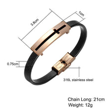 Load image into Gallery viewer, GUNGNEER Leather Stainless Steel Cross Bracelet Christian Jewelry Accessory For Men Women