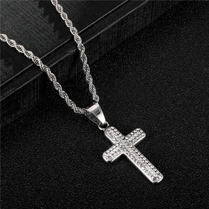 GUNGNEER God Cross Necklace Stainless Steel Christ Pendant Jewelry Outfit For Men Women
