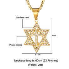 Load image into Gallery viewer, GUNGNEER Cross David Star Necklace Stainless Steel Jewish Pendant Jewelry For Men Women