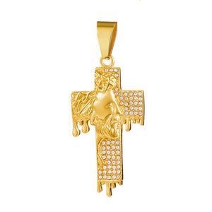 GUNGNEER Stainless Steel Cross Necklace God Christ Pendant Jewelry Gift For Men Women