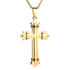 GUNGNEER Stainless Steel Cross Necklace Jesus Pendant Chain Jewelry Gift For Men Women