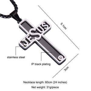 GUNGNEER Stainless Steel Jesus Cross Necklace God Christ Pendant Jewelry For Men Women