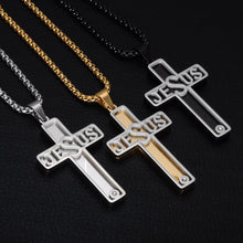 Load image into Gallery viewer, GUNGNEER Stainless Steel Jesus Cross Necklace God Christ Pendant Jewelry For Men Women