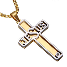 Load image into Gallery viewer, GUNGNEER Stainless Steel Jesus Cross Necklace God Christ Pendant Jewelry For Men Women