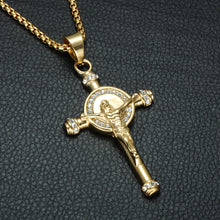 Load image into Gallery viewer, GUNGNEER Jesus On Cross Pendant Necklace Christian Chain Jewelry Accessory For Men Women