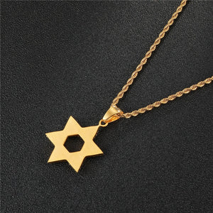 GUNGNEER David Star Necklace Jewish Stainless Steel Jewelry Accessory Gift For Men Women