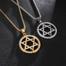 Load image into Gallery viewer, GUNGNEER Stainless Steel David Star Necklace Jewish Jerusalem Jewelry Gift For Men Women