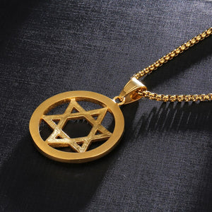 GUNGNEER Stainless Steel David Star Necklace Jewish Jerusalem Jewelry Gift For Men Women