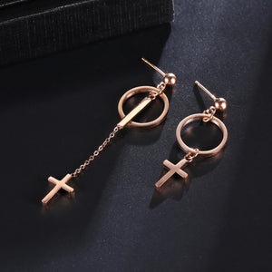 GUNGNEER Stainless Steel Christ Cross Earrings Jesus God Jewelry Accessory Gift For Women