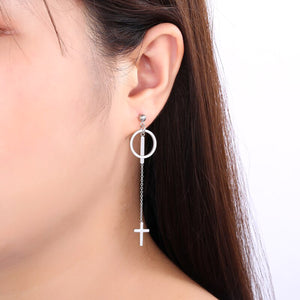 GUNGNEER Stainless Steel Christ Cross Earrings Jesus God Jewelry Accessory Gift For Women