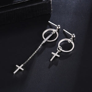 GUNGNEER Stainless Steel Christ Cross Earrings Jesus God Jewelry Accessory Gift For Women