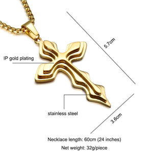 GUNGNEER Stainless Steel God Cross Necklace Christ Pendant Jewelry Outfit For Men Women