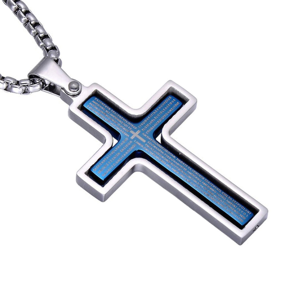 GUNGNEER Stainless Steel Cross Pendant Necklace Jesus Chain Jewelry Accessory For Men Women