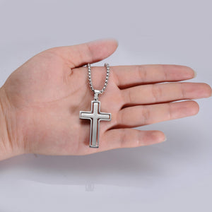 GUNGNEER Stainless Steel Cross Pendant Necklace Jesus Chain Jewelry Accessory For Men Women