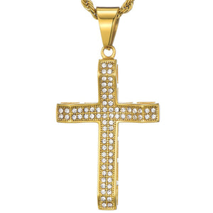 GUNGNEER Stainless Steel God Cross Pendant Necklace Jesus Jewelry Outfit For Men Women