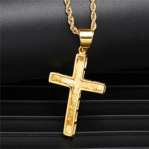 GUNGNEER Stainless Steel God Cross Pendant Necklace Jesus Jewelry Outfit For Men Women