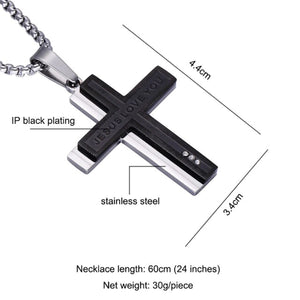 GUNGNEER Stainless Steel Cross Pendant Necklace Christian Jewelry Accessory For Men Women
