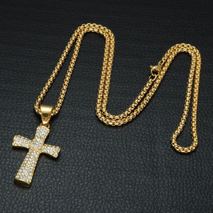 GUNGNEER Cross Necklaec Stainless Steel God Christ Jewelry Accessory Gift For Men Women