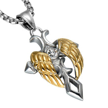 Load image into Gallery viewer, GUNGNEER Cross Necklace God Christ Wing Pendant Stainless Steel Jewelry For Men Women