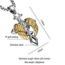 Load image into Gallery viewer, GUNGNEER Cross Necklace God Christ Wing Pendant Stainless Steel Jewelry For Men Women