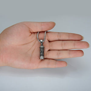 GUNGNEER Mantra Om Mani Padme Hum Necklace Stainless Steel Buddhist Jewelry For Men Women