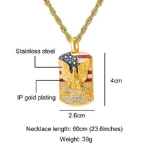 Load image into Gallery viewer, GUNGNEER Stainless Steel Army America Flag Dog Tag Necklace Military Jewelry For Men Women