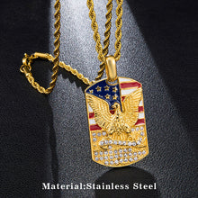 Load image into Gallery viewer, GUNGNEER Stainless Steel Army America Flag Dog Tag Necklace Military Jewelry For Men Women
