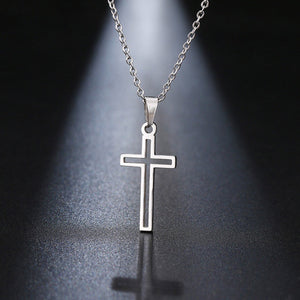 GUNGNEER Stainless Steel Cross Necklace God Jesus Vintage Ring Jewelry Gift Set Women