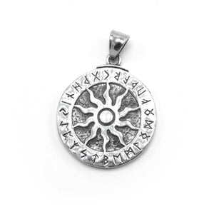 ENXICO Runic Sun with Rune Circle Pendant Necklace ? 316L Stainless Steel ? Nordic Scandinavian Symbol Jewelry