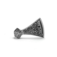 Load image into Gallery viewer, ENXICO Viking Mammen Axe Head with Jormungandr Serpent Pattern Pendant Necklace ? 316L Stainless Steel ? Nordic Scandinavian Viking Jewelry