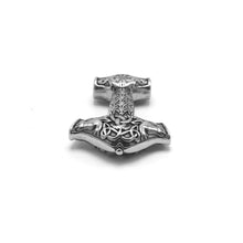 Load image into Gallery viewer, ENXICO Thor&#39;s Hammer Mjolnir Pendant Necklace with Two Goat Head Pattern and Helm of Awe Symbol ? 316L Stainless Steel ? Nordic Scandinavian Viking Jewelry