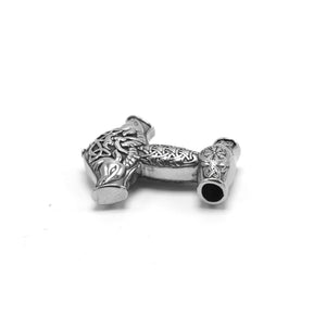 ENXICO Thor's Hammer Mjolnir Pendant Necklace with Two Goat Head Pattern and Helm of Awe Symbol ? 316L Stainless Steel ? Nordic Scandinavian Viking Jewelry