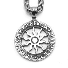 Load image into Gallery viewer, ENXICO Viking Sun with Rune Circle Pendant Necklace ? 316L Stainless Steel ? Nordic Scandinavian Symbol Jewelry