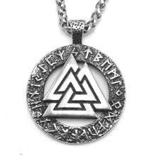 Load image into Gallery viewer, ENXICO Valknut The Symbol of Odin with Rune Circle Pendant Necklace ? 316L Stainless Steel ? Nordic Scandinavian Viking Jewelry