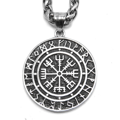 ENXICO Vegvisir The Runic Compass with Rune Circle Pendant Necklace ? 316L Stainless Steel ? Nordic Scandinavian Viking Symbol Jewelry