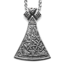 Load image into Gallery viewer, ENXICO Viking Mammen Axe Head with Jormungandr Serpent Pattern Pendant Necklace ? 316L Stainless Steel ? Nordic Scandinavian Viking Jewelry
