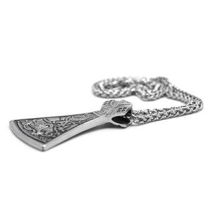 ENXICO Viking Mammen Axe Head with Jormungandr Serpent Pattern Pendant Necklace ? 316L Stainless Steel ? Nordic Scandinavian Viking Jewelry