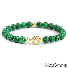 Load image into Gallery viewer, HoliStone Malachite Stone Fox Head Beaded Lucky Charm Bracelet for Women and Men ? Anxiety Stress Relief Yoga Meditation Energy Balancing Lucky Charm Bracelet
