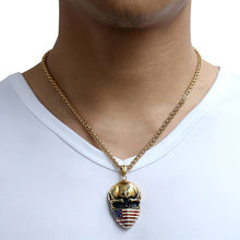Load image into Gallery viewer, GUNGNEER Stainless Steel Skull US America Flag Mask Necklace Pendant Jewelry Men Women