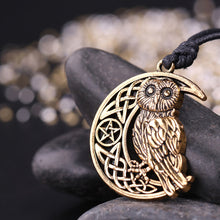 Load image into Gallery viewer, GUNGNEER Crescent Moon Celtic Owl Wicca Pentagram Necklace Viking Axe Bracelet Jewelry Set