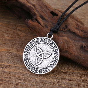 GUNGNEER Triquetra Celtic Infinity Necklace Triskle Runes Key Chain Stainless Steel Jewelry Set