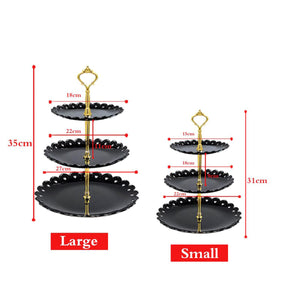 2TRIDENTS Dessert Display Stand Large/Small 3 Layers Fruit Cupcake Snacks Dessert Decoration (L, Black)