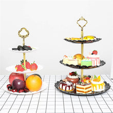 Load image into Gallery viewer, 2TRIDENTS Dessert Display Stand Large/Small 3 Layers Fruit Cupcake Snacks Dessert Decoration (L, Black)