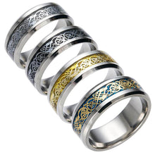 Load image into Gallery viewer, GUNGNEER Stainless Steel Celtic Knot Dragon Band Ring Jewelry Accessories for Men Women