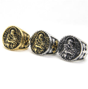 GUNGNEER Patron St Joseph Ring Jewelry Stainless Steel Many Sizes Accessory For Men