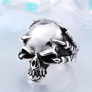 GUNGNEER Punk Claw Skull Skeleton Ring Bangle Bracelet Stainless Steel Jewelry Set Men Women