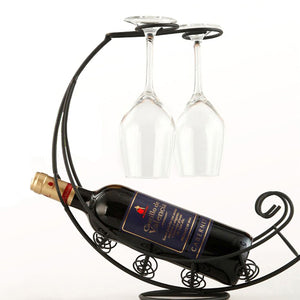 2TRIDENTS Flexible Wine Bottle & Glasses Holding Rack Storage for Bar Basement Kitchen Dining Room Perfect Home Decor