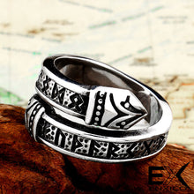 Load image into Gallery viewer, ENXICO Adjustable Rune Circle Ring ? 316L Stainless Steel ? Norse Scandinavian Viking Jewelry